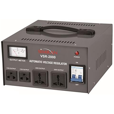 Simran 2000 Watt Step Up/Down Voltage Transformer Converter Box with Built-in Voltage Regulator for 110V-240V, Circuit Breaker Protection, VSR-2000 Cover