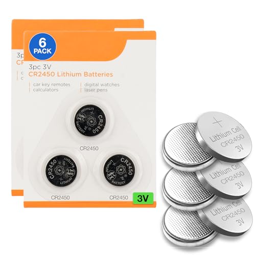 6 Pack CR2450 Button Cell Batteries – 3V Lithium Power for Watches, Calculators, Remote Controls, Key Fobs & More – Long-Lasting & Reliable – Not Rechargeable