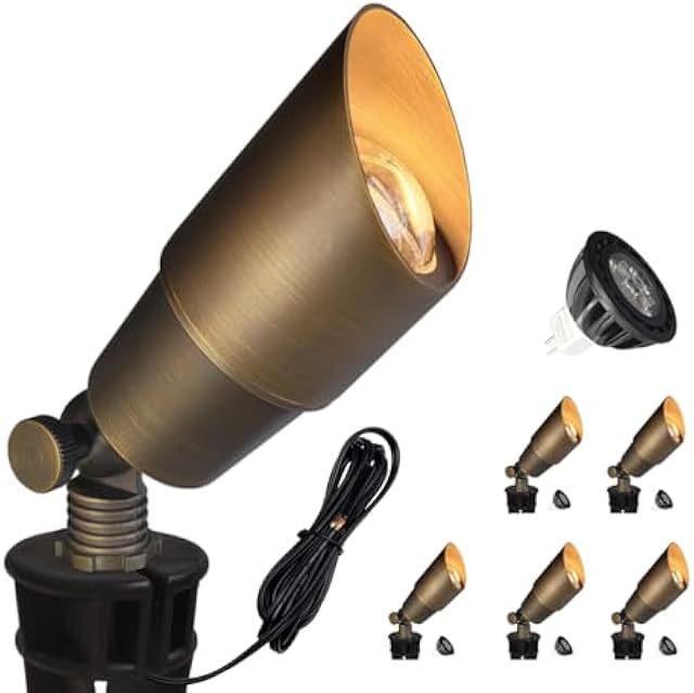 COLOER Solid Brass Landscape Spotlights 6 Pack with 5W MR16 (101B Bronze)