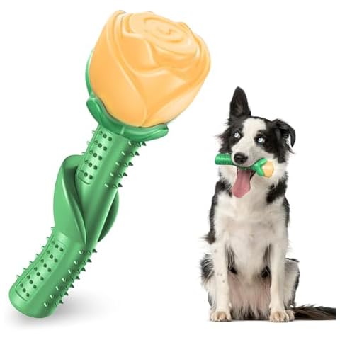 ucho Dog Toys for Aggressive Chewers, Dog Toy for Dogs, Interactive Chew Toys for Training and Cleaning Teeth (Champagne, Roses) Cover