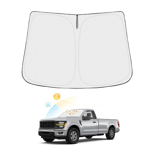 Canvcle Windshield Sun Shade for Ford F-150 2021-2025 2026 F150 Accessories Thicken 6-Layer Front Window Sunshade Cover Sun Visor Protector Foldable Block UV Rays Keep Vehicle Cool