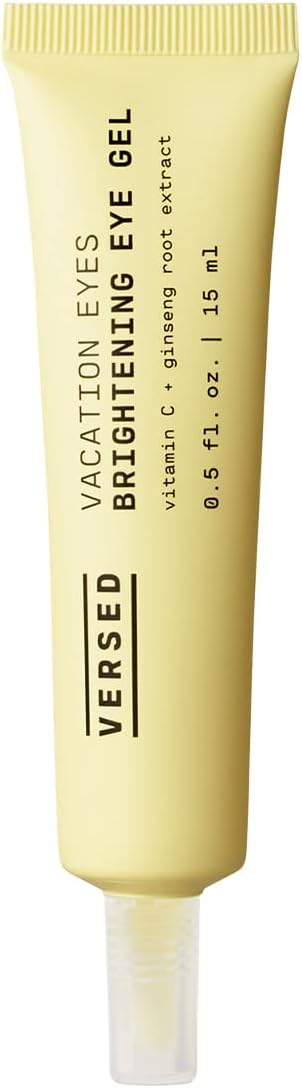 Vacation Eyes Brightening Eye Gel - Lightweight Cooling Gel For Puffy Eyes with Vitamin C, Ginseng Root Extract and Niacinamide - Help Reduce Under-Eye Darkness - Vegan (0.5 fl oz)