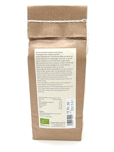 Bio-Buchweizengrütze 500 g, \glutenfrei\ zertifiziert, schonend geschält ohne Wärmezufuhr in Oberbayern/Deutschland, sehr gut für vegane und vegetarische Ernährung