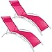 TecTake 800675 2 Bains de Soleil en Aluminium, inclinables sur 5 Positions, pour Jardin et Piscine, Coussin pour la tête Inclus – Plusieurs Coloris Disponibles – (Rose | no. 403342)