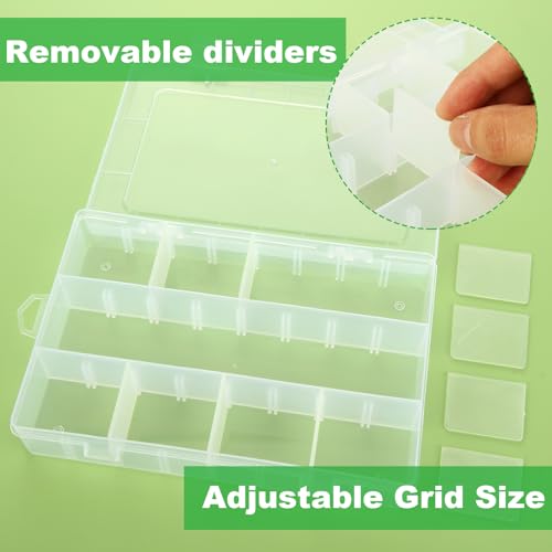 Image of APACALI 12 Pack 12 Grids Plastic Organizer Box with Dividers, 18 Compartment (+stickers), Tackle Box Organizers and Craft Storage Clear Small Parts Organizer, Fishing Organizer Box for Art DIY Beads
