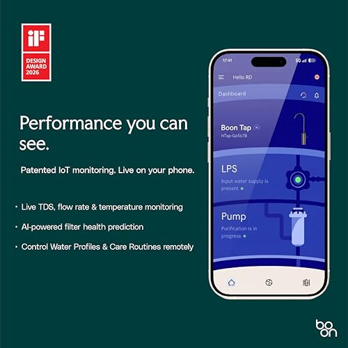 Image of Boon Tap RO Under-The-Counter Water Purifier | UltraOsmosis Filtration | WaterAI App (iF Design Award 2026) | 360 Swivel Tap (Black Matte) | 8L Storage | 2-Year Warranty