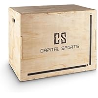 Capital Sports Shineater Caja de Salto pliométrica (3 Alturas de 20", 24" y 30", de Madera de 11 Capas, Apta Gimnasio Profesional o Entrenamiento al Aire Libre) - Madera