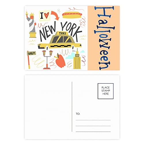 Cartes postales New York City Liberty lot de 20 illustrations Halloween pour correspondance