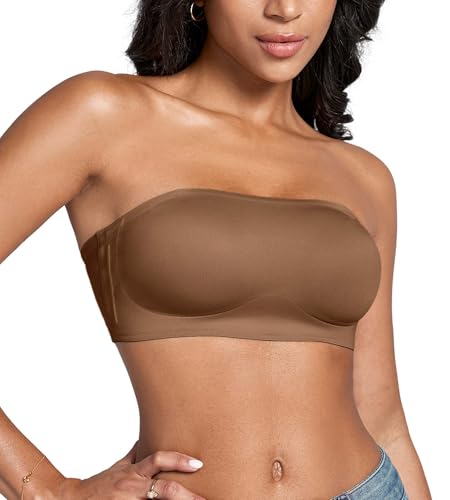 Image of DEANGELMON Strapless Bras for Women Non-Slip Silicone Bandeau Seamless Tube Top Bralette Comfy Non Padded Stretchy Stylish