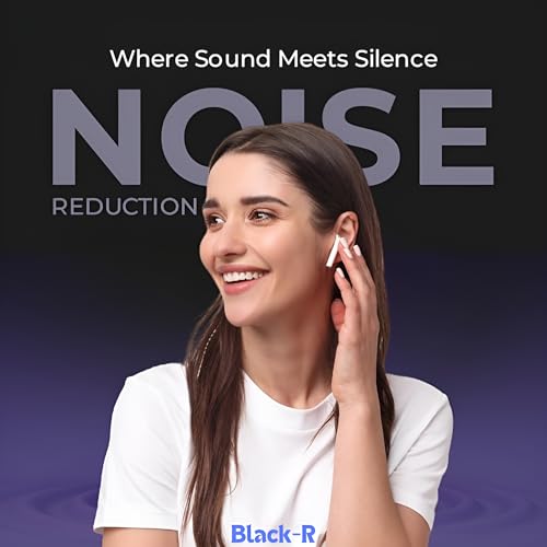 Image of Black-R Truly Wireless Bluetooth in Ear Earbuds with Active Noise Cancellation Buds, Bombastic Bass, Type C Fast Charging, 4Mics for Calling, v5.4 Bluetooth TWS, Wireless Earphones with mic, Black