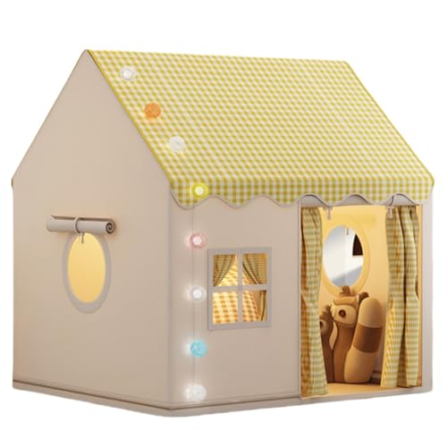 Vifxucy プレイテント 子供用テント 室内用 屋内用テントキッズテント 子供用テント 室内 ダンボールハウス 子供 簡単に組立 ポータブル 秘密基地 室内遊具 家庭保育園幼稚園に適用 (イエロー)