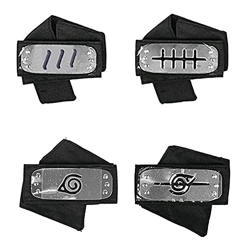 Ninja Headband with Leaf Village Logo Metal Plated Headband Cosplay Accessories Japanese Leaf Village Headband (4 Pack)