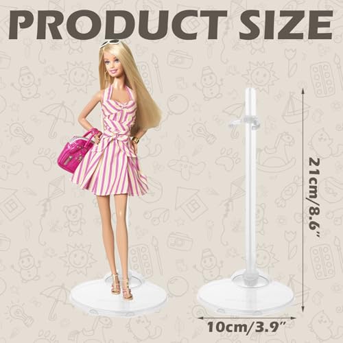 Puppenständer, Verstellbar Puppenständer Plastikpuppenständer Klar Puppen Display Halter Kunststoff Puppenständerhalter Actionfiguren Puppenzubehör für 9-11 Zoll Barbie-Puppen (Transparent, Stück, 6)