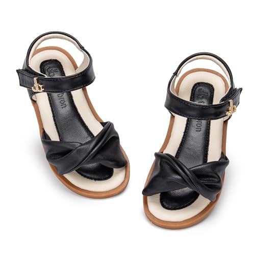 Image of THEE BRON Toddler Girls Sandals Wedding Flower Girl Dress Shoes Open Toe Flats