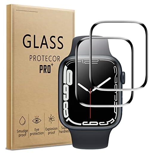 WFTE [2-pack skärmskydd för Apple Watch serie 7 45 mm, HD klar PAMM flexibel film flexibel film (inte glas) fodral vänlig, maximalt skydd för Apple Watch serie 7 45 mm