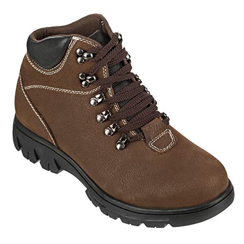 CALDEN Men's Invisible Height Increasing Elevator Shoes - Nubuck Khaki Brown Leather Lace-up Casual Work Boots - 3 Inches Taller - K228112 - Size 11 D(M) US