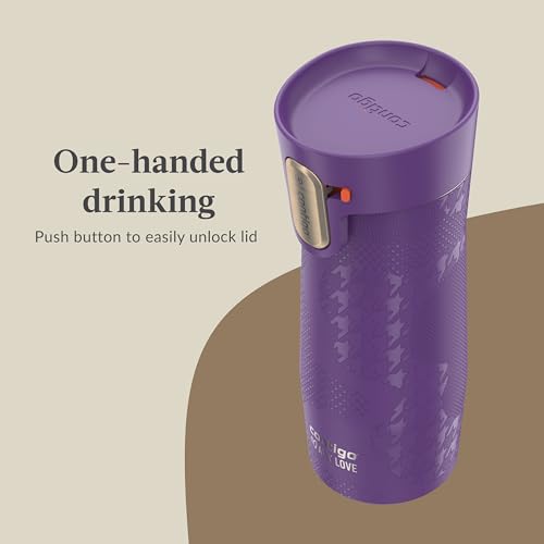 Image of Contigo x Ally Love Stainless Steel Vacuum-Insulated Travel Mug with Autoseal and Easy Clean Lid, Spill-proof, Keeps Drinks cold 24 hrs & hot for 11 hrs, BPA Free, 16oz., West Loop 3.0, Violet