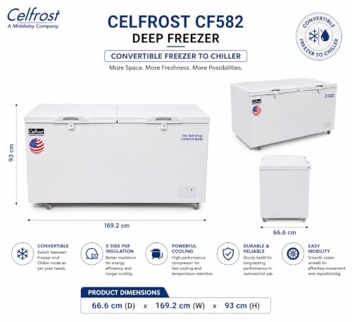 Image of CF582 536 L Convertible Double-Door Freezer - White, High-Capacity, Convertible Fridge-Freezer Function with 4 year comprehensive warranty