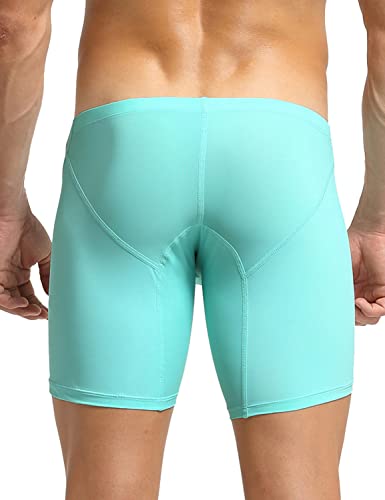 SEOBEAN Mens Nylon Low Rise Elastic Long Boxer Briefs Underwear 10202