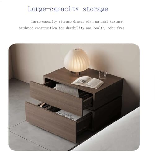 Modern Minimalist Wood Bedside Table - 2 Drawer Nightstand, Space-Saving Side Table for Living Room & Bedroom - Stylish White Finish (50cm)