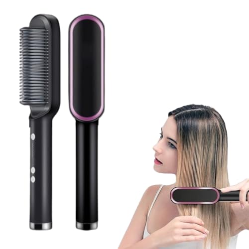 Escova Alisadora De Cabelo 3 Em 1 Bivolt Ânion, Escova De Cabelo Fino, Grosso, Cacheados e Crespos Com Pente Especial Mulfuncional Potente Premium 200° Graus UTIMAIS+