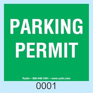100 Pack Numbered Parking Permits - 3"x3" Green - Window Stickers - Sequentially Numbered - Durable - Parking Pass Decals - Rydin