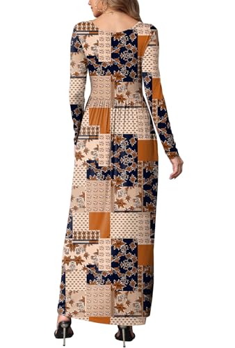 Image of EUOVMY Women's Long Sleeve Loose Maxi Dresses Casual Long Dresses with Pockets