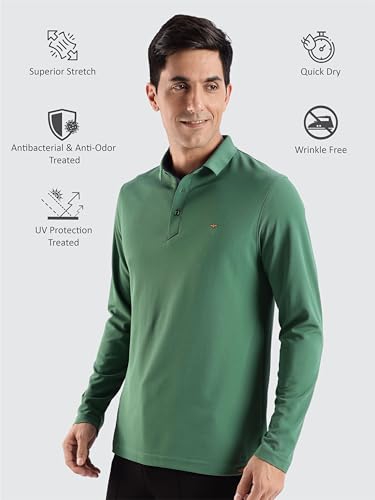 Image of STELLERS Men's Full Sleeve Polo T-Shirt | Feather Touch Feel | Odour Resistant | Wrinkle Free | Quick Dry | Stretchable | Lightweight | Anti-Static | UV Resistance | Anti-Microbial