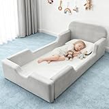 laapee - Cama de piso para niños pequeños, no necesita montaje, cama de espuma completa súper suave con funda extraíble...