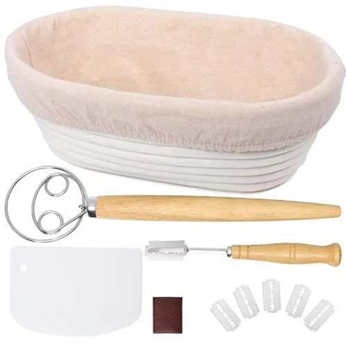 Cesta Para Precalentar Pan Juego de herramientas for hornear, cestas a prueba de pan for fermentación de masa for panaderos caseros, cesta de mimbre de masa fermentada Para Probar Pan, Masa(Set of 11)