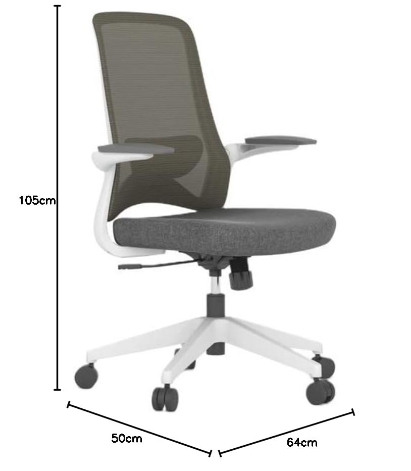 Image of ErgoLab Dolphin Office Chair, Mid Back Ergonomic Mesh Home Office Desk Chair, Computer Chair with Comfortable Cushion Seat and Adjustable Armrests, Single Lock Mechanism & Strong Nylon Base - White