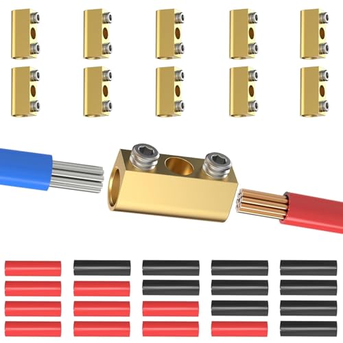 Heavy Duty Brasses Splicing Connectors Handles 80A Current for 10 6AWG Wire Suitable for Car Boats Solar Craft Projects Brasses 