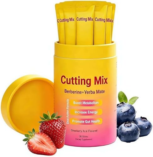 Cutting Drink Mix Berberine Chromium 5-HTP Yerba Mate Magnesium & FOS Strawberry Aai Flavor Sugar-Free Vegan Non-GMO 30 Individual Single-Serve Sticks