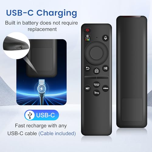 Image of Replacement Samsung Smart TV Remote, Universal Remote Control Rechargeable Compatible with Frame, Crystal 4K UHD, Neo QLED 4K /8K, OLED & QLED Models with Voice Control
