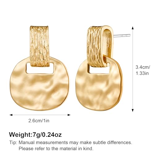 MUYAN Gold and Silver Boho Hammered Dangling Earrings for Women Modern Statement Finish Dangle Drop Earrings Jewelry 6