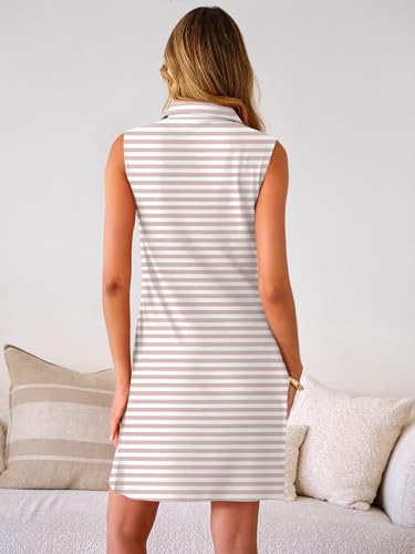 Image of ANRABESS Womens Summer Dresses Casual Sleeveless Ribbed Half Zip Polo Collar Tshirt Dress 2026 Spring Tunics Short Sundress