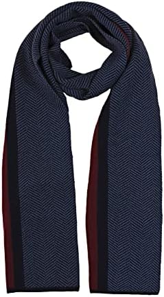 Navy Wool Knitted Scarf,Thick Soft Winter Wrap for Unisex