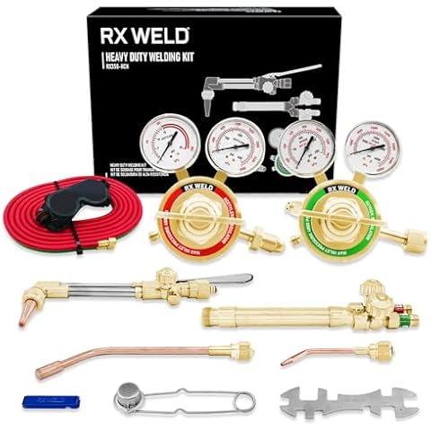 RX WELD Heavy Duty Oxy Acetylene Torch Kit, with CA2460 Cutting Attachment + Cutting Tips + 8-MFA Heating Nozzles + Welding Nozzles Cover