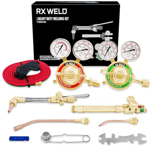 RX WELD Heavy Duty Oxy Acetylene Torch Kit, with CA2460 Cutting Attachment + Cutting Tips + 8-MFA...