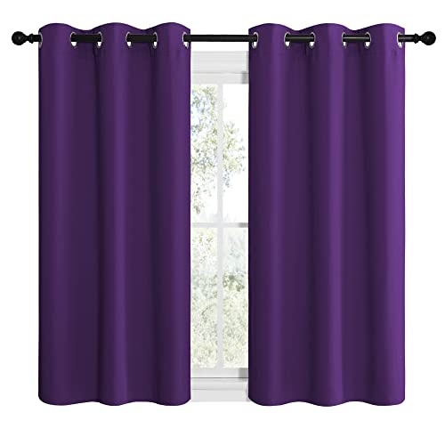 image for NICETOWN Purple Kitchen Blackout Curtains, Home Decoration Thermal Ins