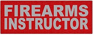 TACTICAL IDENTIFICATION PATCHES Firearms Instructor - 11x4 - Gray Lettering - Red Backing - Hook Fabric