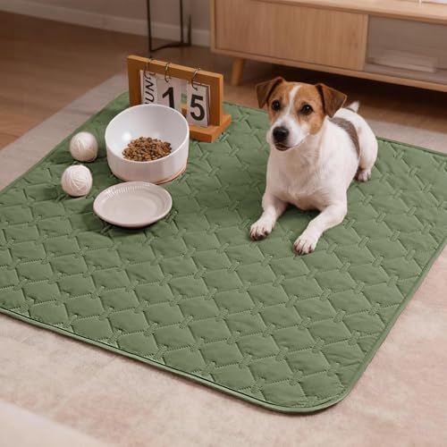 Image of gogobunny 100% Double-Faced Waterproof Dog Bed Cover Pet Blanket Sofa Couch Furniture Protector for Kids Children Dog Cat, Reversible (30x30 Inch (Pack of 1), Dark Green /Light Green)