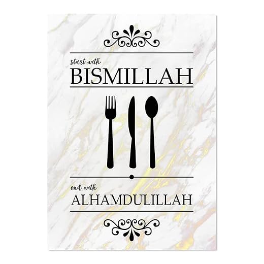Modern islamisk väggkonst Alhamdulillah muslimsk köksdekor canvasmålning affischer och tryck för matsal heminredning F 50 x 70 cm ingen ram