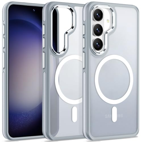 Image of MALEWOLF Case for Samsung Galaxy S26 Plus, Compatible with Magsafe, Translucent Cover [Military Grade Shockproof] [Anti-Slip Edge], Color Hybrid Magnetic Case for Galaxy S26+ (Grey /White)