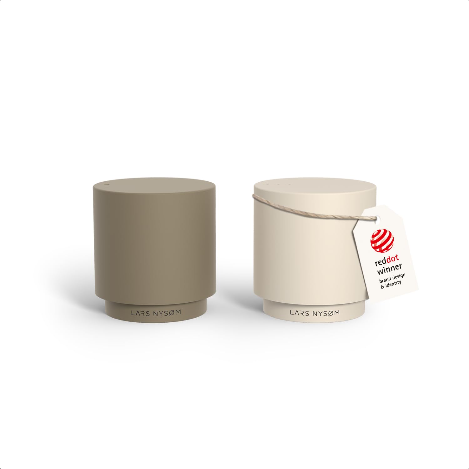 LARS NYSØM Mini Salt and Pepper Shakers Set | Stainless Steel Salt and Pepper Shakers with Modern Minimalist Design, Easy Refill, Small Size (Brown/Beige) — image 1