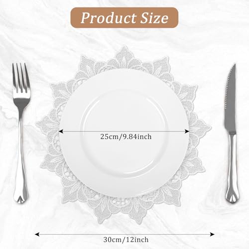 comfoyar 18 Pièces 30 cm Nappes en Dentelle Blanche Ronds pour Table, Sets de Table Vintage Rustique Fait Main au Crochet pour Meubles Mariages Fêtes Vase Coiffeuse Cuisine et Salle à Manger Décor – vue 7