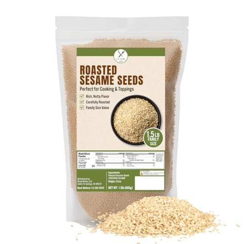 Roasted Sesame Seeds 1.5lb (24 oz), Fresh & Aromatic Toasted Sesame Seeds, Resealable Zipper Pouch