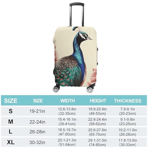 Carry on Luggage Cover Peacock Suitcase Covers for Luggages Tsa Approved Travel Luggage Sleeve Protector Elastic Suitcase Protector Anti-Scratch Washable Fits 19-30 Inch Case -S2