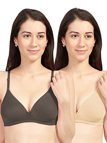 Image of SONARI Omania Womens Non-Padded Cotton Polyester Bras - Solid, Non-Wired, Medium Coverage, Hand Washable (Pack of 2)