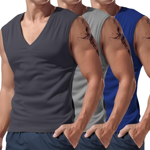 Débardeur de bodybuilding homme lot de 3 maillots anti-transpiration taille S